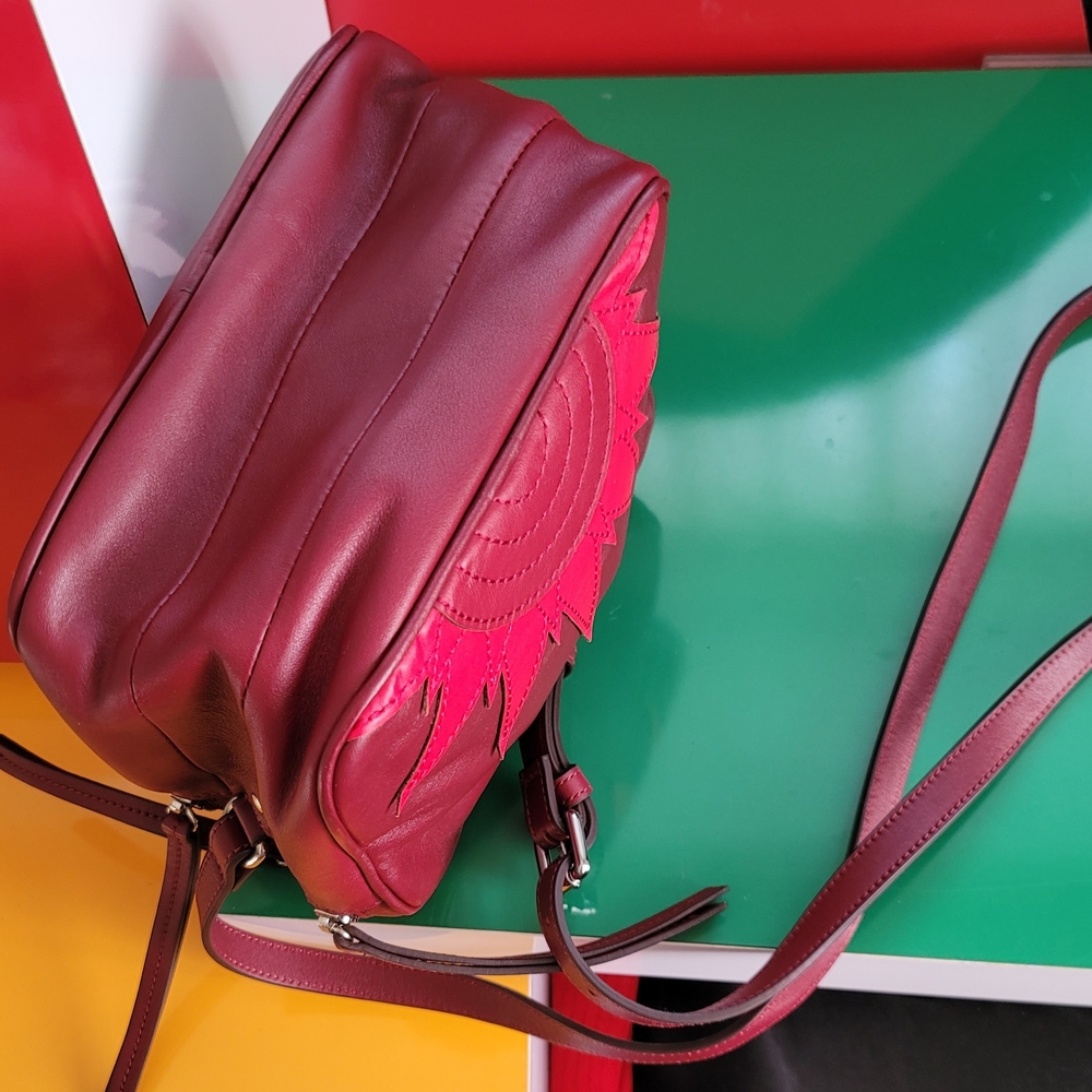 ❗️ JUST CAVALLI BURGUNDY  Leather Bag  ❗️ - Picture 2 of 12